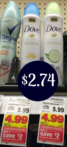 Dove Women's Dry Spray Deodorant - As Low As $2.74 At Kroger