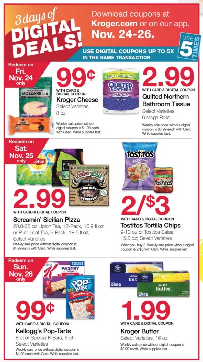 Kroger Ad & Coupons Week Of 11/24 to 11/28 - Short Ad With ...