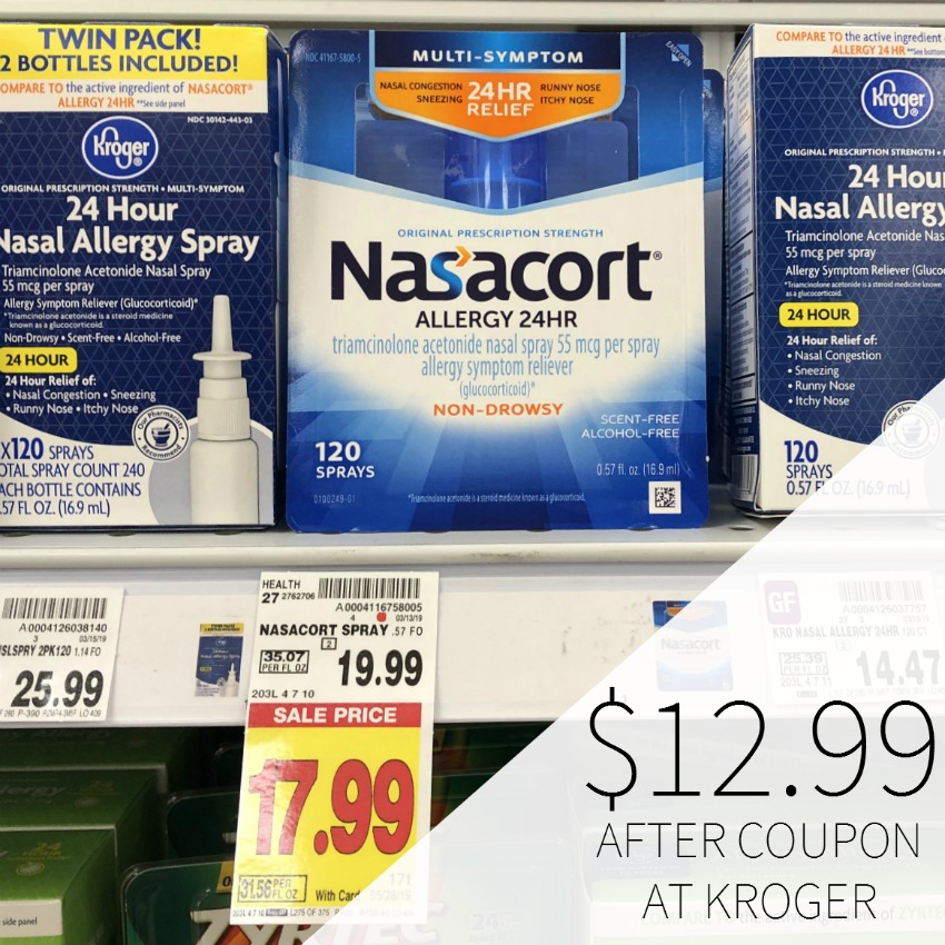 Nasacort Allergy Spray Only $12.99 At Kroger (Reg $19.99) graphic regarding Nasacort Coupon Printable known as Nasacort Allergy Spray Simply just $12.99 At Kroger (Reg $19.99)