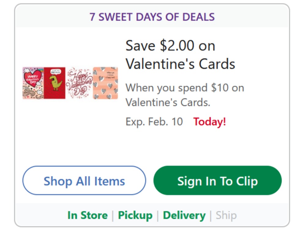 7 Sweet Days of Deals -  Off Valentine's Cards 1