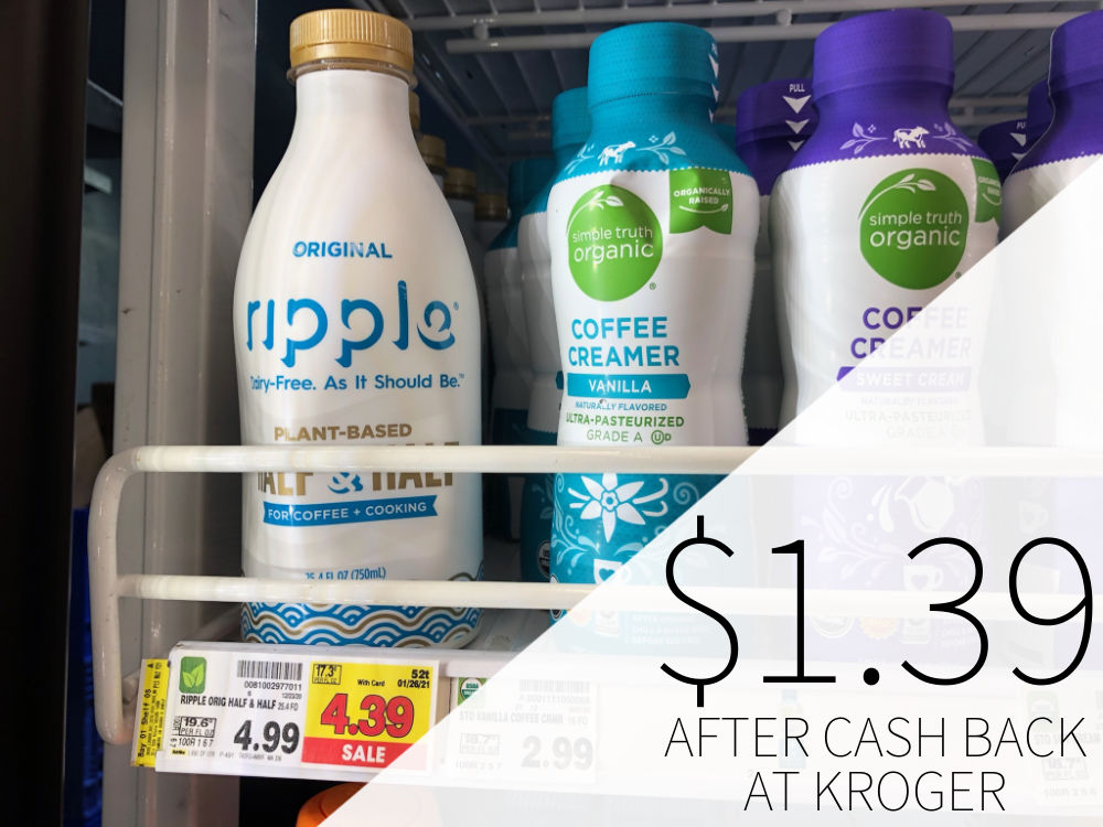 Ripple Plant Based Half &amp; Half Just 1.39 At Kroger