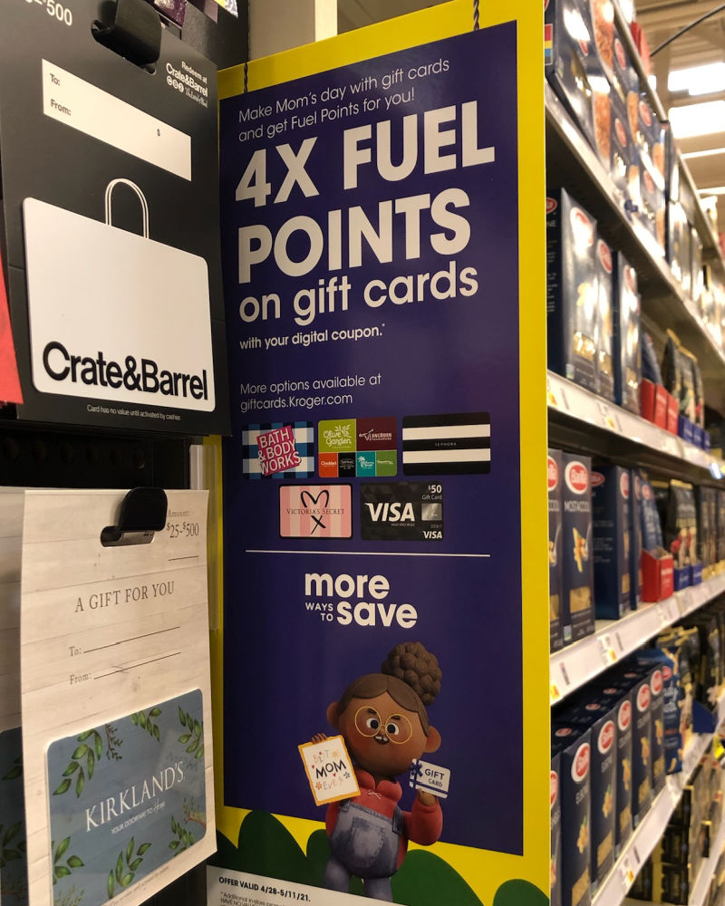 4x Kroger Fuel Points When You Buy Gift Cards