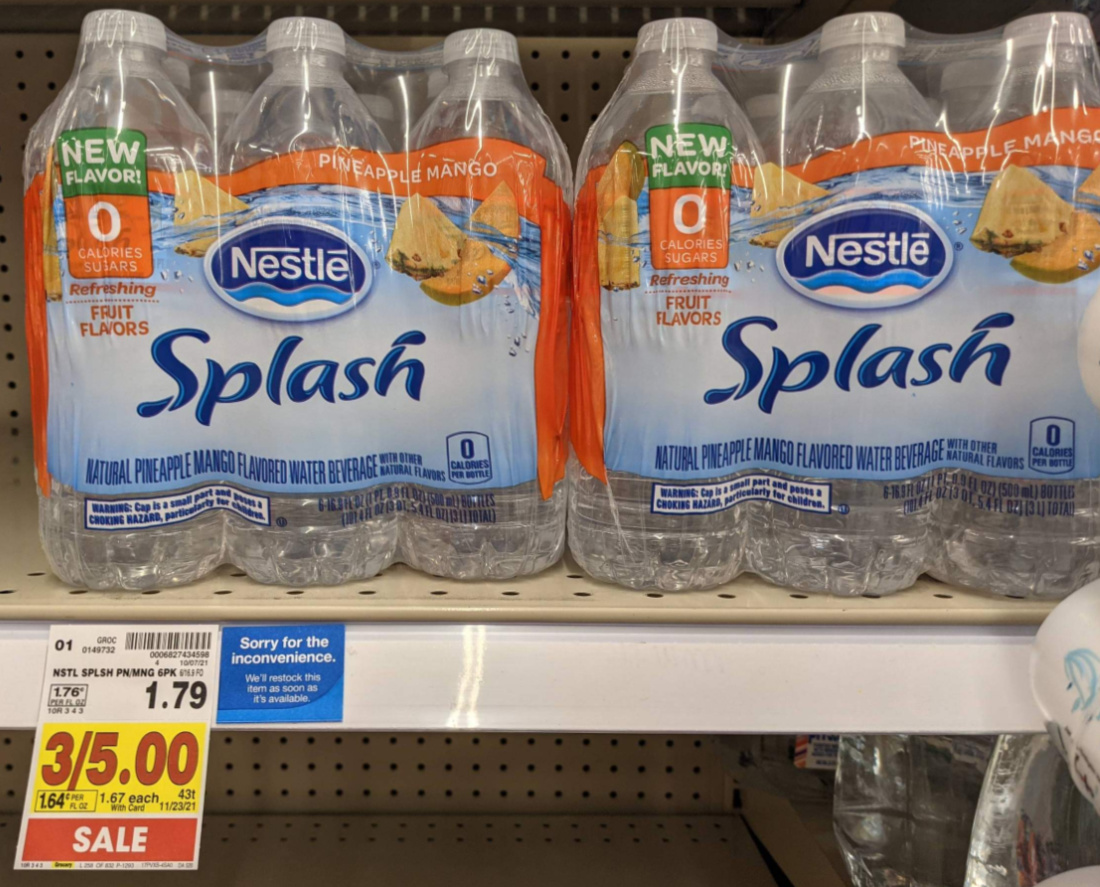 Nestle Splash Water 6-Pack Only $1.25 At Kroger