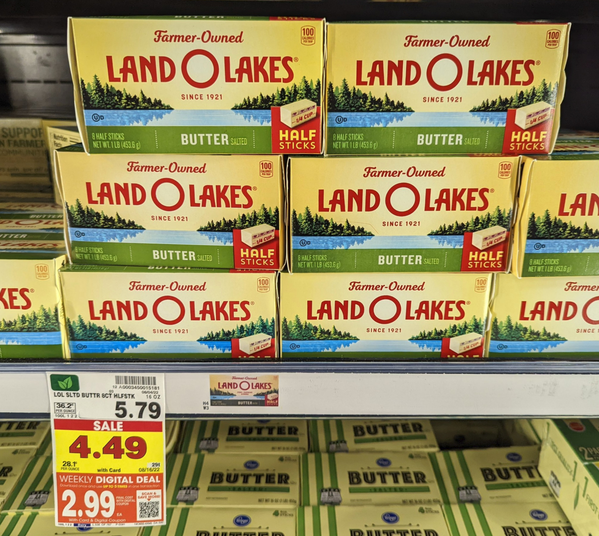 Land O Lakes Salted Half Stick Butter, 16 oz, 8 Sticks 