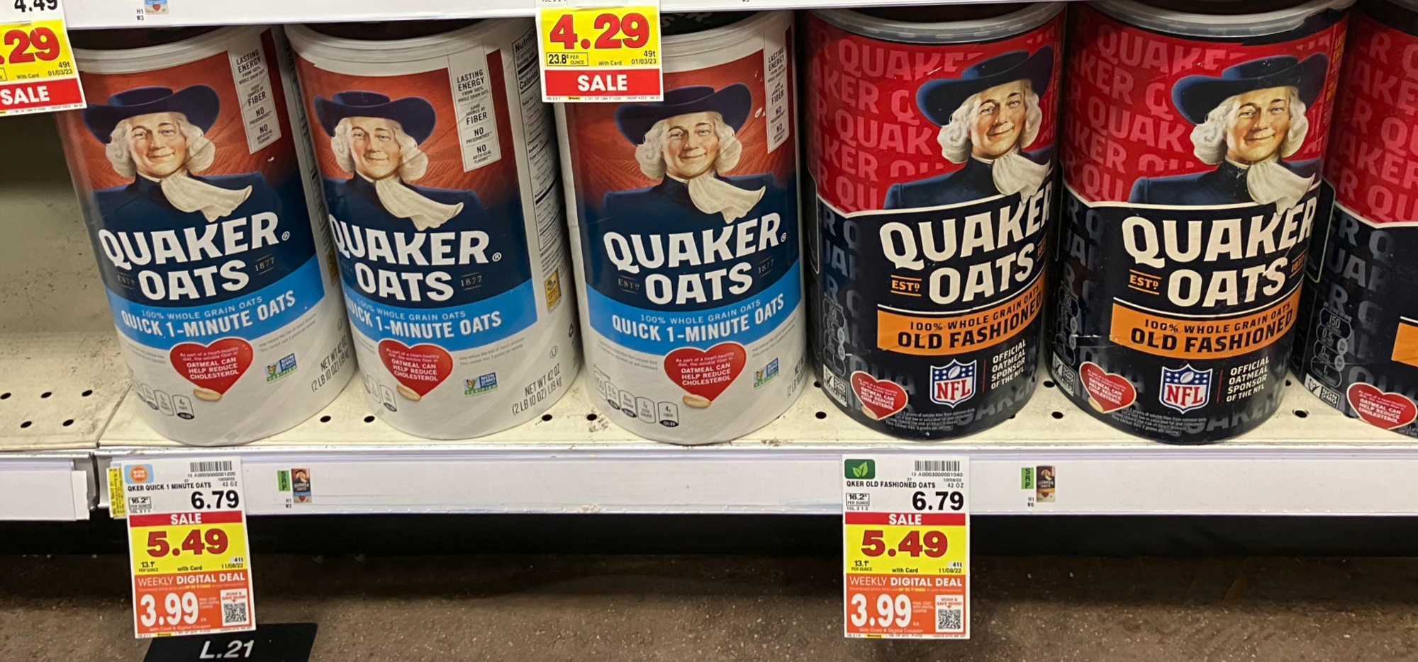 Quaker, Oatmeal, 42 Oz Canister