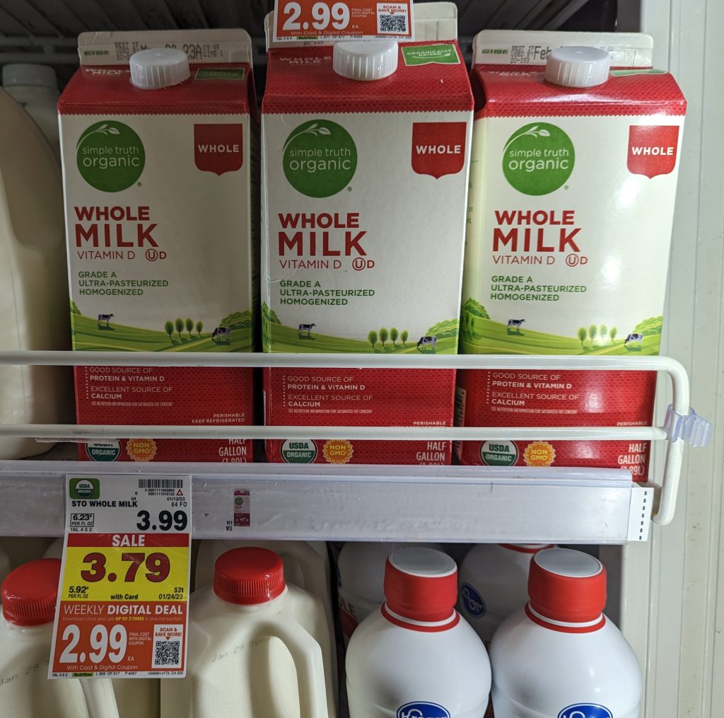 Get Half Gallon Cartons Of Simple Truth Organic Milk For Just 2.99
