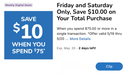 $10 Off A $75 Purchase At Kroger