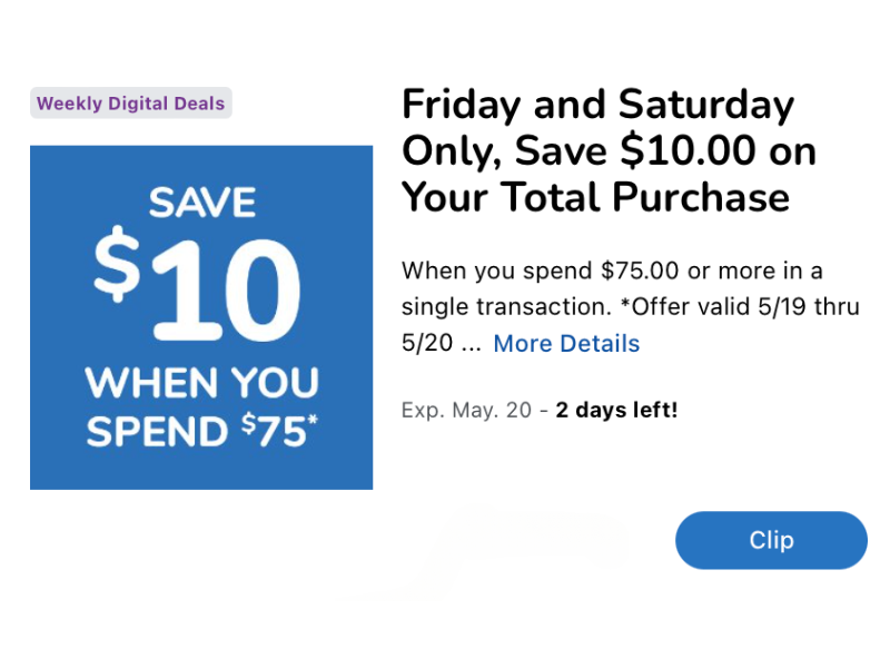 $10 Off A $75 Purchase At Kroger